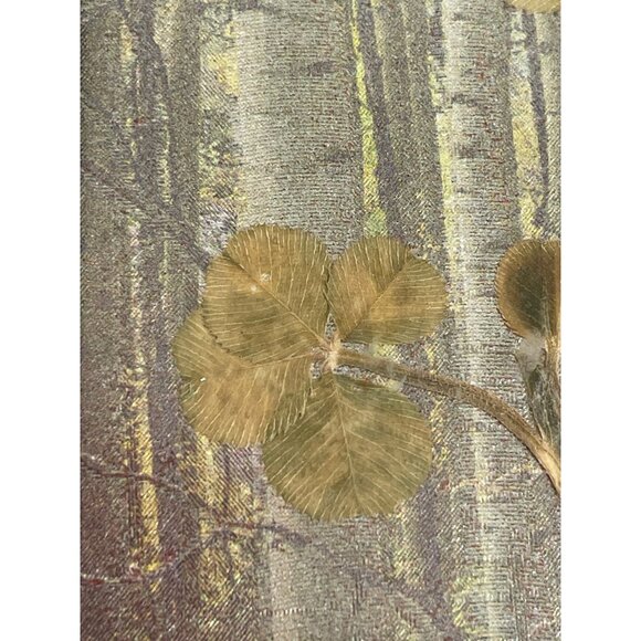 Vintage 1960s Brass Frame With Pressed Four-Leaf Clover Art - Picture 5 of 12